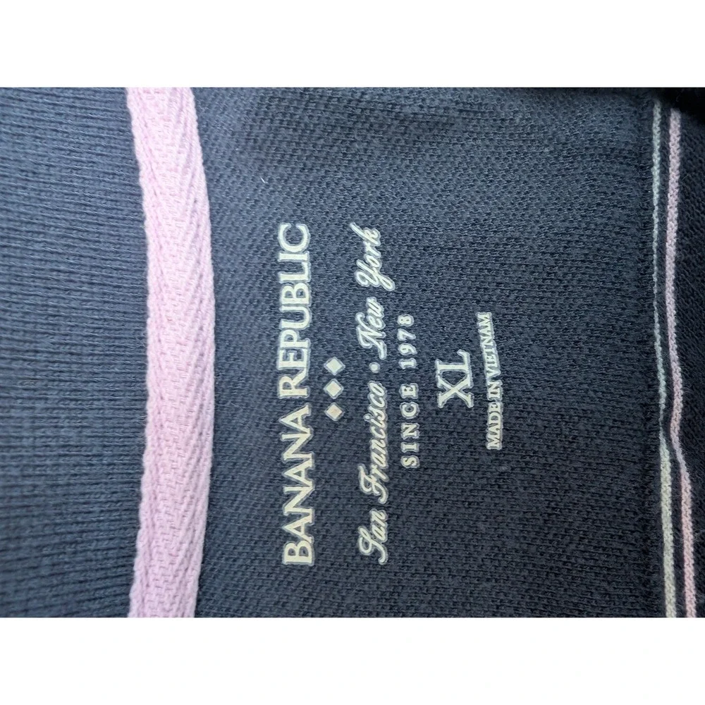 Z2 Banana Republic Polo Shirt Men's XL Stripped Blue/white‎